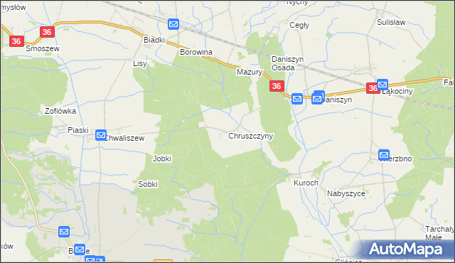 mapa Chruszczyny, Chruszczyny na mapie Targeo