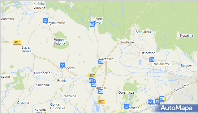 mapa Chrzelice, Chrzelice na mapie Targeo
