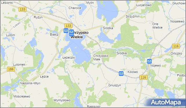 mapa Chrzypsko Małe, Chrzypsko Małe na mapie Targeo