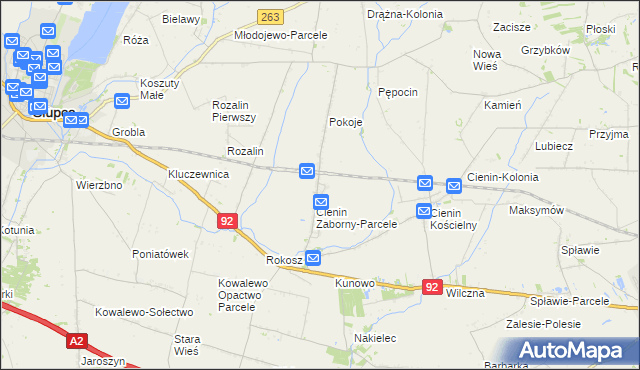 mapa Cienin Zaborny, Cienin Zaborny na mapie Targeo