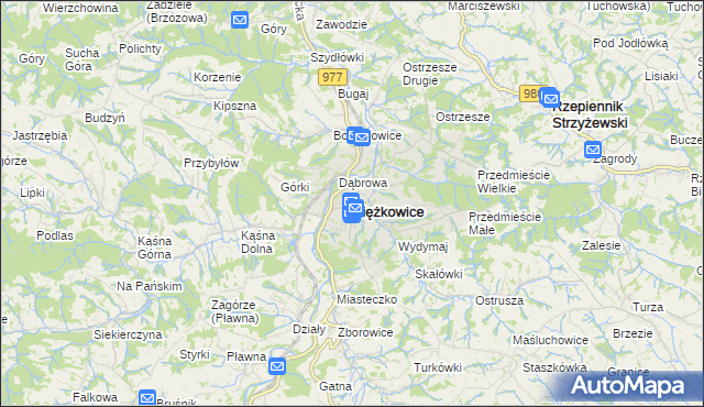 mapa Ciężkowice powiat tarnowski, Ciężkowice powiat tarnowski na mapie Targeo