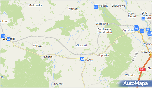 mapa Cimoszki, Cimoszki na mapie Targeo