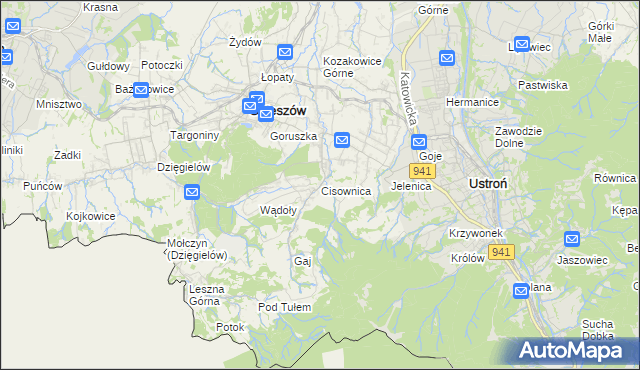 mapa Cisownica, Cisownica na mapie Targeo