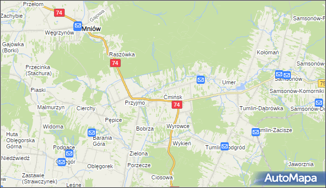 mapa Ćmińsk, Ćmińsk na mapie Targeo