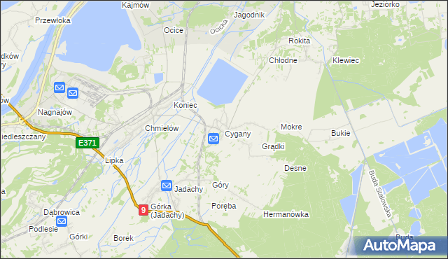 mapa Cygany gmina Nowa Dęba, Cygany gmina Nowa Dęba na mapie Targeo