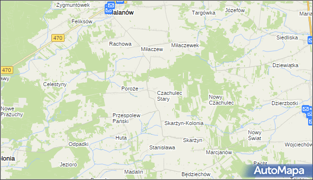 mapa Czachulec Stary, Czachulec Stary na mapie Targeo
