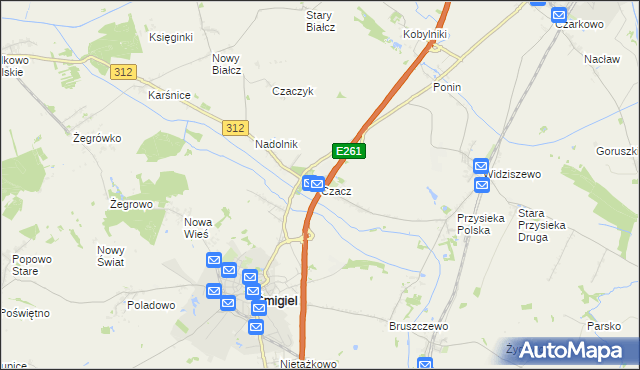 mapa Czacz gmina Śmigiel, Czacz gmina Śmigiel na mapie Targeo