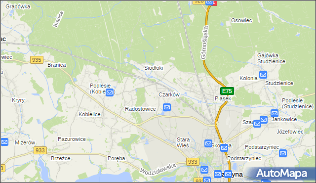 mapa Czarków gmina Pszczyna, Czarków gmina Pszczyna na mapie Targeo