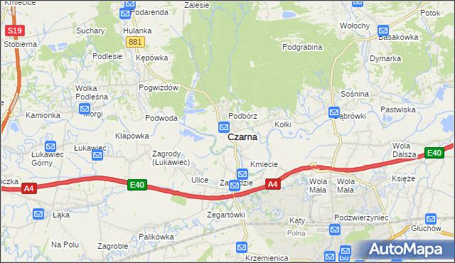 mapa Czarna powiat łańcucki, Czarna powiat łańcucki na mapie Targeo