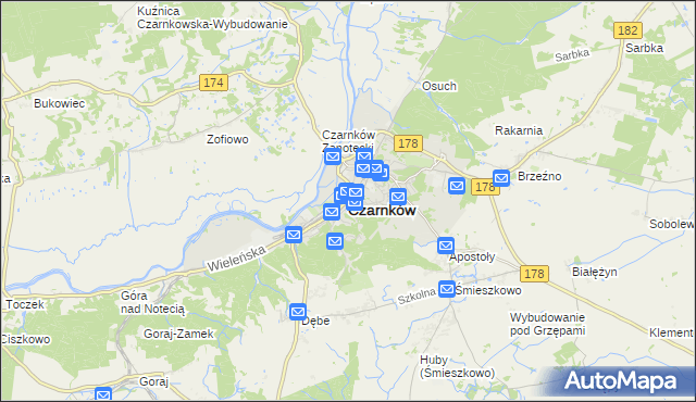 mapa Czarnków, Czarnków na mapie Targeo