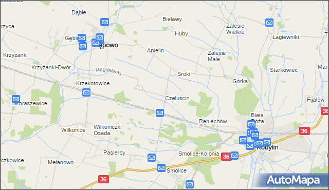 mapa Czeluścin gmina Pępowo, Czeluścin gmina Pępowo na mapie Targeo