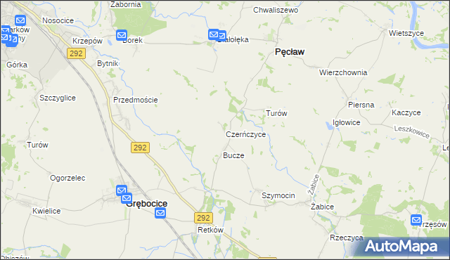 mapa Czerńczyce gmina Grębocice, Czerńczyce gmina Grębocice na mapie Targeo