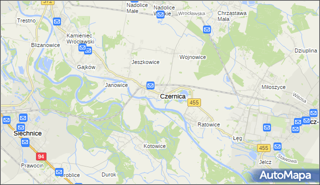 mapa Czernica powiat wrocławski, Czernica powiat wrocławski na mapie Targeo