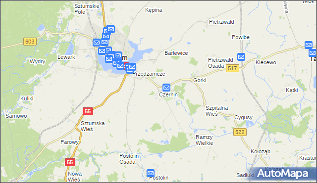 mapa Czernin gmina Sztum, Czernin gmina Sztum na mapie Targeo
