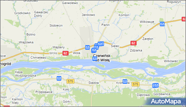 mapa Czerwińsk nad Wisłą, Czerwińsk nad Wisłą na mapie Targeo