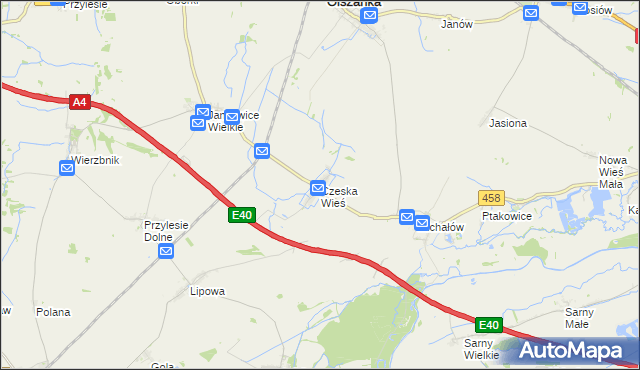 mapa Czeska Wieś, Czeska Wieś na mapie Targeo