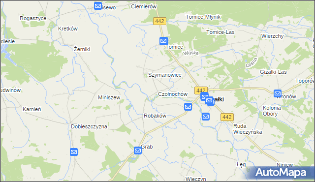mapa Czołnochów, Czołnochów na mapie Targeo