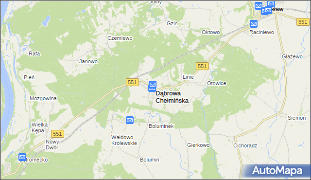 mapa Dąbrowa Chełmińska, Dąbrowa Chełmińska na mapie Targeo