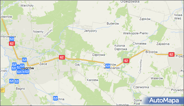 mapa Dąbrowa gmina Sokołów Podlaski, Dąbrowa gmina Sokołów Podlaski na mapie Targeo