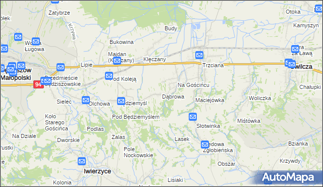 mapa Dąbrowa gmina Świlcza, Dąbrowa gmina Świlcza na mapie Targeo