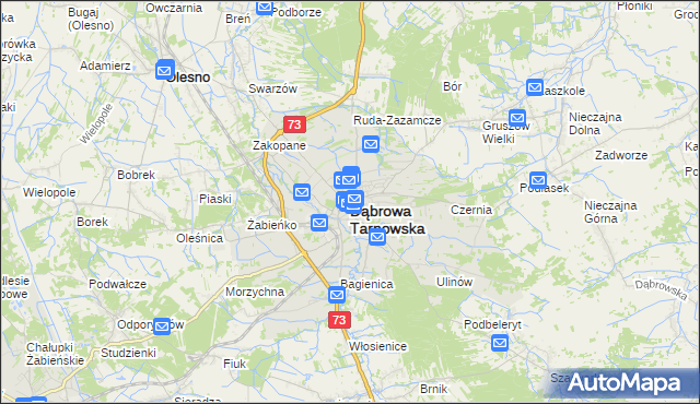 mapa Dąbrowa Tarnowska, Dąbrowa Tarnowska na mapie Targeo