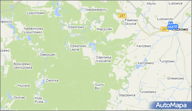 mapa Dąbrówka Kościelna gmina Kiszkowo, Dąbrówka Kościelna gmina Kiszkowo na mapie Targeo