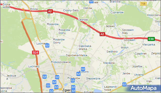 mapa Dąbrówka-Strumiany, Dąbrówka-Strumiany na mapie Targeo