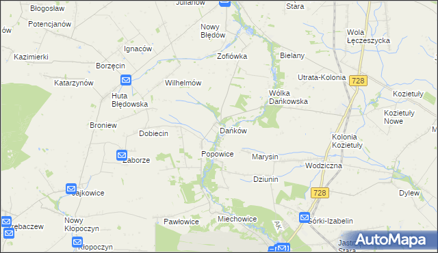 mapa Dańków gmina Błędów, Dańków gmina Błędów na mapie Targeo