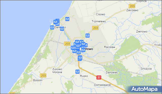 mapa Darłowo, Darłowo na mapie Targeo