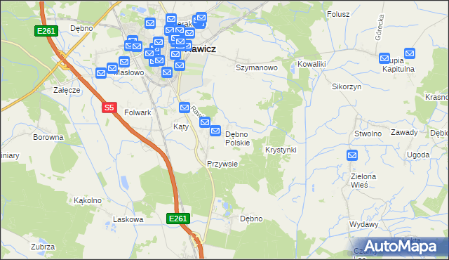 mapa Dębno Polskie, Dębno Polskie na mapie Targeo