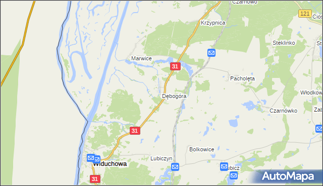 mapa Dębogóra gmina Widuchowa, Dębogóra gmina Widuchowa na mapie Targeo