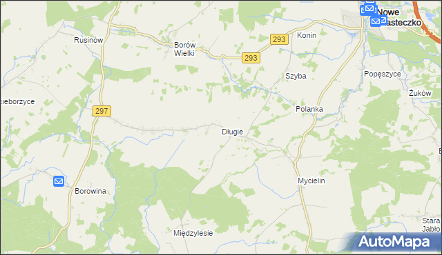 mapa Długie gmina Szprotawa, Długie gmina Szprotawa na mapie Targeo