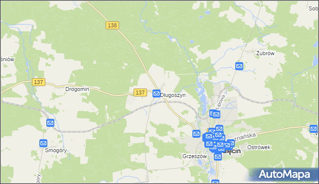 mapa Długoszyn, Długoszyn na mapie Targeo
