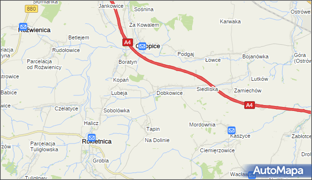 mapa Dobkowice gmina Chłopice, Dobkowice gmina Chłopice na mapie Targeo
