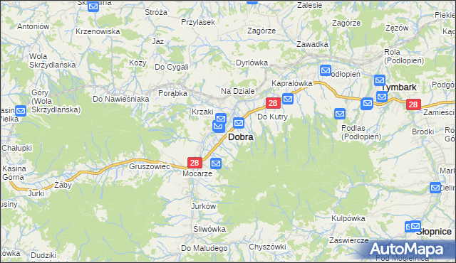 mapa Dobra powiat limanowski, Dobra powiat limanowski na mapie Targeo