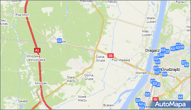 mapa Dolna Grupa, Dolna Grupa na mapie Targeo
