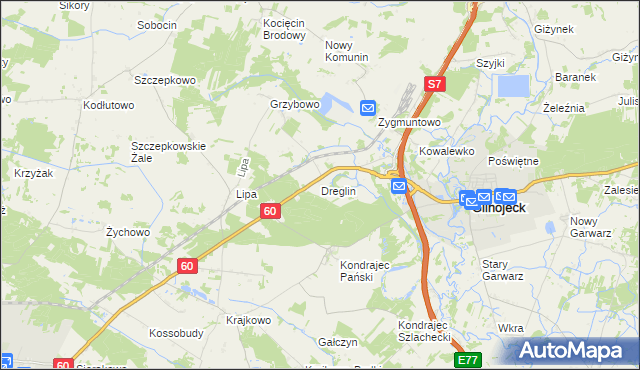 mapa Dreglin, Dreglin na mapie Targeo