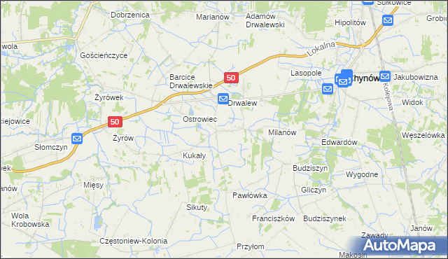 mapa Drwalewice gmina Chynów, Drwalewice gmina Chynów na mapie Targeo