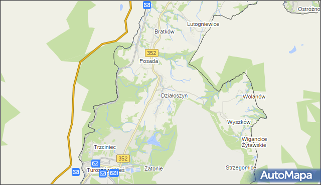 mapa Działoszyn gmina Bogatynia, Działoszyn gmina Bogatynia na mapie Targeo