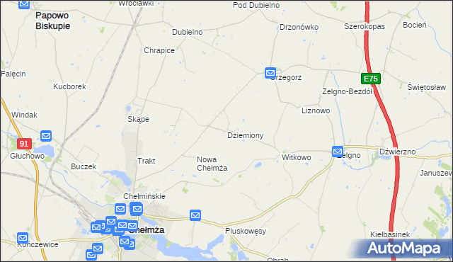 mapa Dziemiony, Dziemiony na mapie Targeo