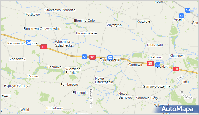 mapa Dzierzążnia, Dzierzążnia na mapie Targeo