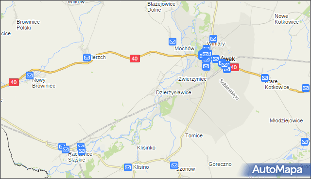 mapa Dzierżysławice, Dzierżysławice na mapie Targeo