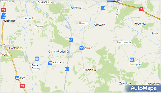 mapa Dziewule, Dziewule na mapie Targeo