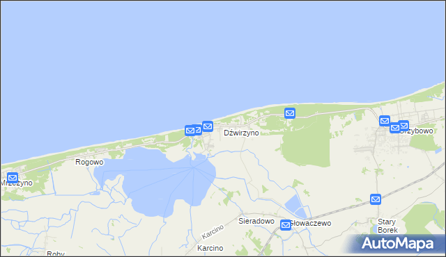 mapa Dźwirzyno, Dźwirzyno na mapie Targeo