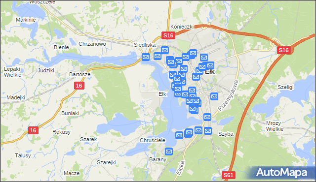 mapa Ełk powiat ełcki, Ełk powiat ełcki na mapie Targeo