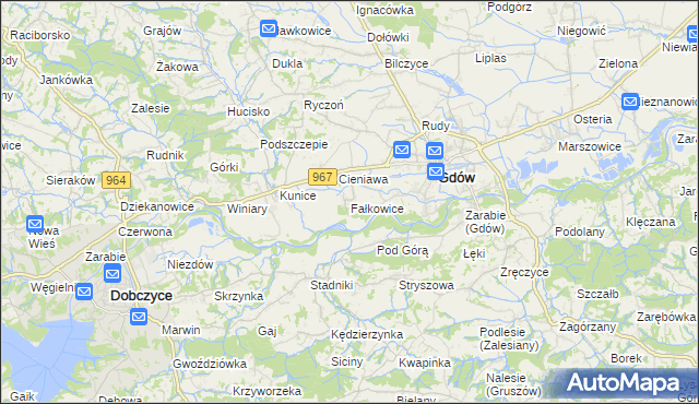 mapa Fałkowice gmina Gdów, Fałkowice gmina Gdów na mapie Targeo