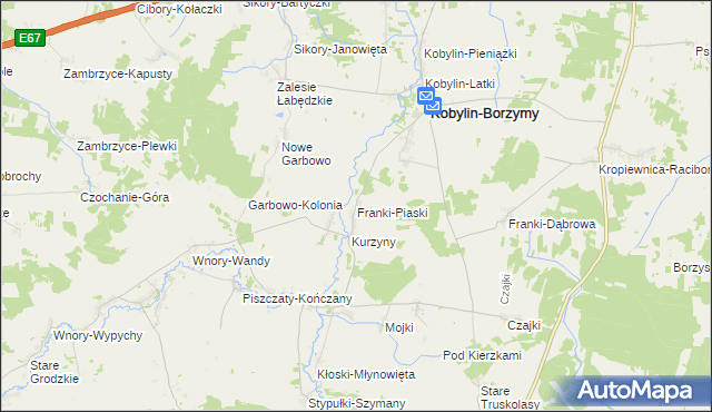 mapa Franki-Piaski, Franki-Piaski na mapie Targeo