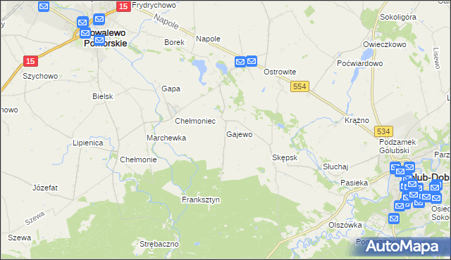 mapa Gajewo gmina Golub-Dobrzyń, Gajewo gmina Golub-Dobrzyń na mapie Targeo