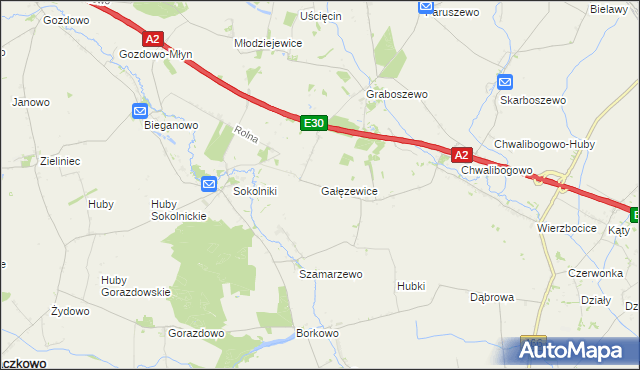 mapa Gałęzewice, Gałęzewice na mapie Targeo