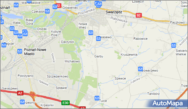 mapa Garby gmina Swarzędz, Garby gmina Swarzędz na mapie Targeo